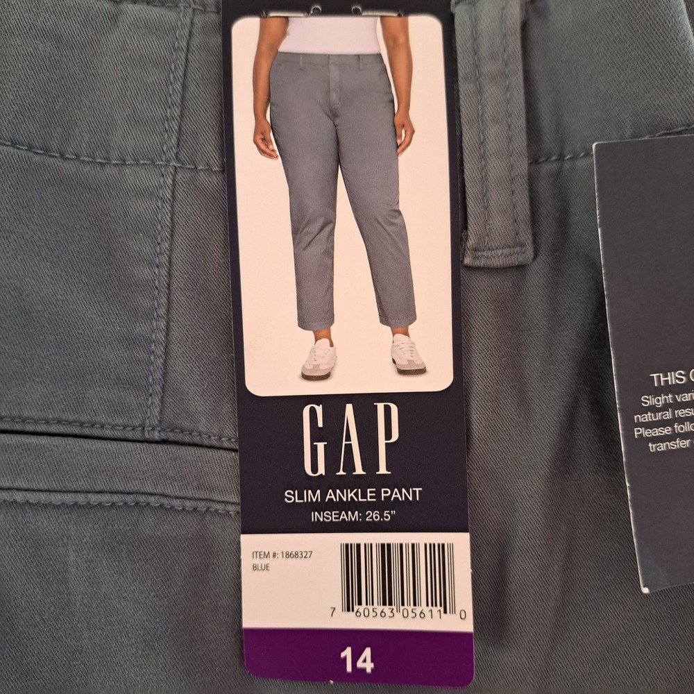 Gap Slim‎ Ankle Pant Womens 14 Blue NWT Stretch Mid Rise Cropped 835-287-CB5
